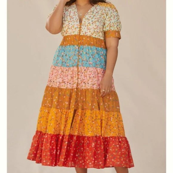 Anthropologie Tiered and True Floral Maxi Dress l Size 3X - Picture 1 of 6